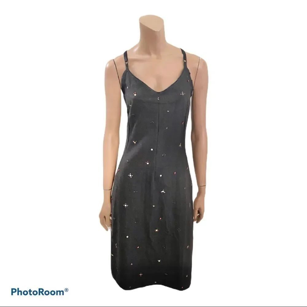 DOLCE & GABANA gray beaded wool midi dress M